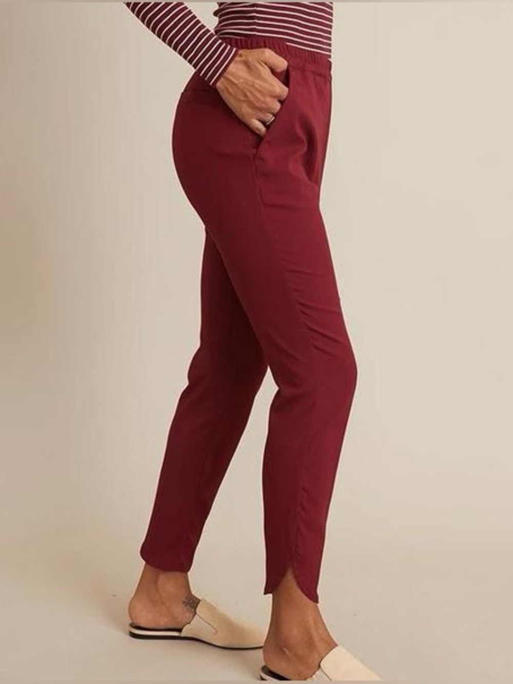 Marine Layer Allison Burgundy Relaxed Fit Pull On Trouser Pants Women’s Small